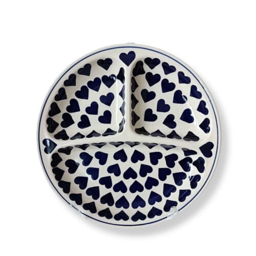 talerz dzielony sedu Talerz dzielony „Serduszka” SEDU 27 cm – ceramika bolesławiecka