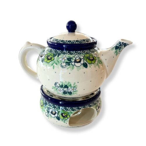 zestaw czajnik z podgrzewaczem anemony zielone czajnik z podgrzewaczem zielone anemony ca