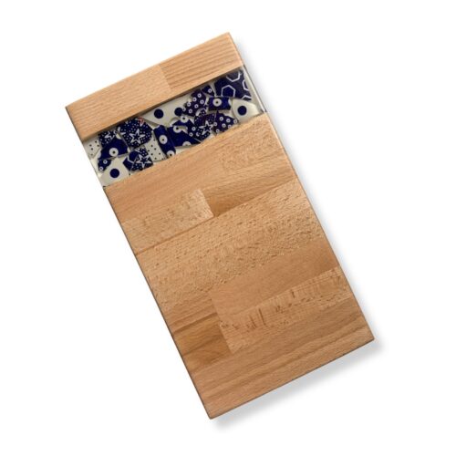 Taca prostokątna ZNAMMI drewno + ceramika + żywica HANDMADE