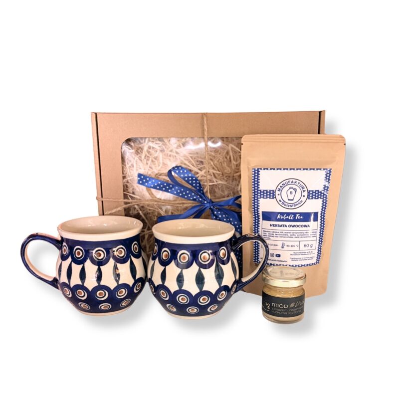 zestaw dla dwojga kubek bell 54 300ml herbta kobalt tea pudełko miodek gratis