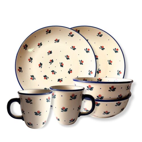 zestaw dla dwojga borówki BORC talerz 26cm + miska 17cm + kubek Mars 300ml 6 el.