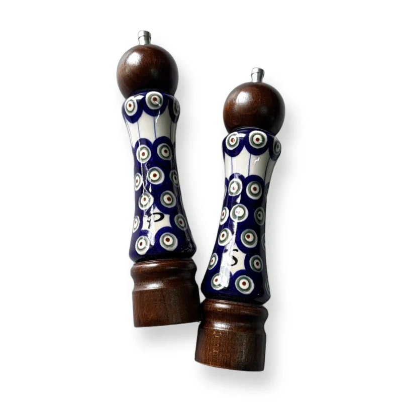 Zestaw młynków ceramicznych 54A z ciemnym drewnem do soli i pieprzu