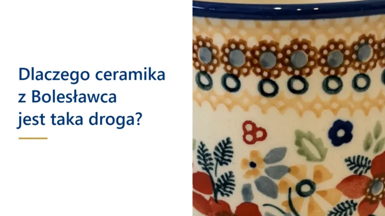 Dlaczego ceramika z Bolesławca jest taka droga – zbliżenie ręcznej dekoracji kubka