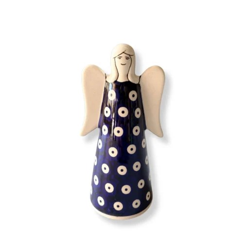 Figurka Aniołek 70A 16cm – granatowy aniołek w białe kropki