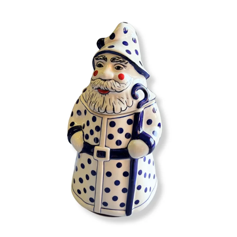 Pojemnik Mikołaj 61 – figura Mikołaja w kobaltowe kropki